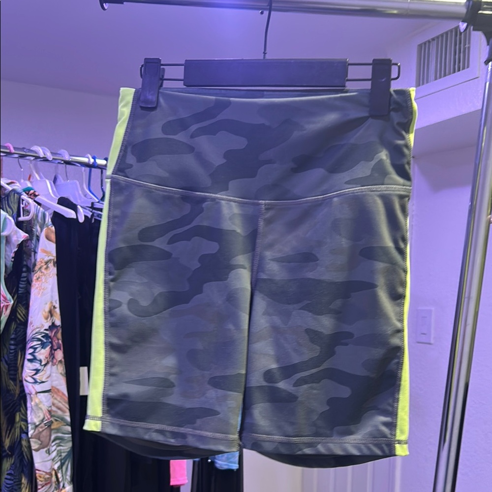 Reebok Camouflage Shorts with Neon Yellow Accents